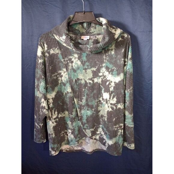 LuLaRoe Kristen Cowl Neck Pullover Sweater Gray Camouflage‎ Small - Picture 1 of 4